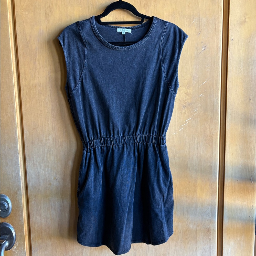 Z Supply Paxton Washed Black Jersey Mini Dress